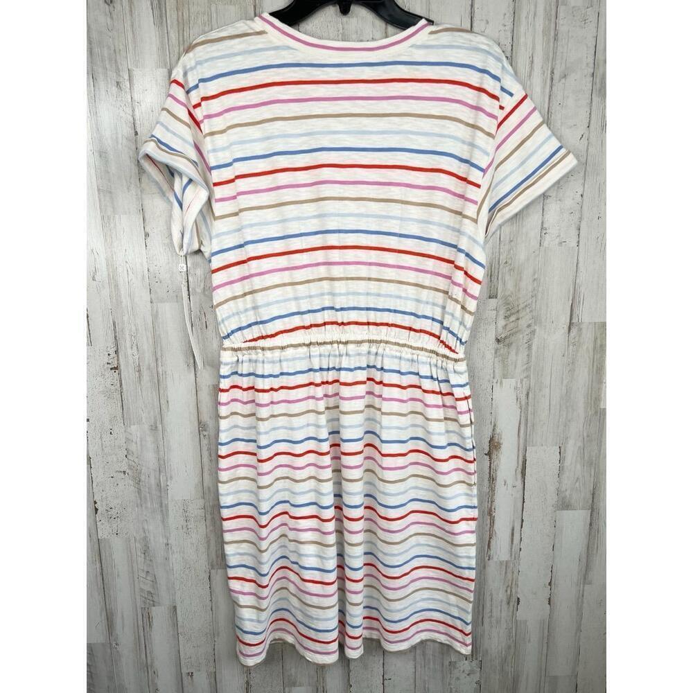 Caslon Striped Shirt Dress Short Sleeve Drawstring Casual Size S with Pockets - Picture 3 of 12
